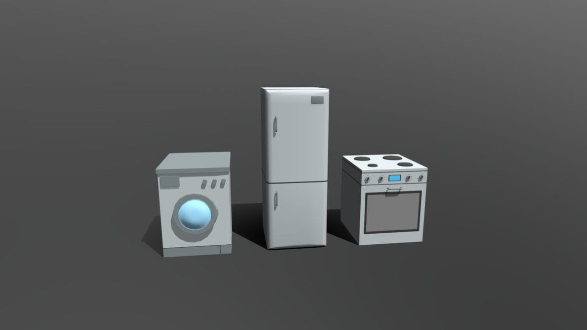 low poly cartoon household electronic devices 3d model