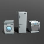 low poly cartoon household electronic devices 3d model
