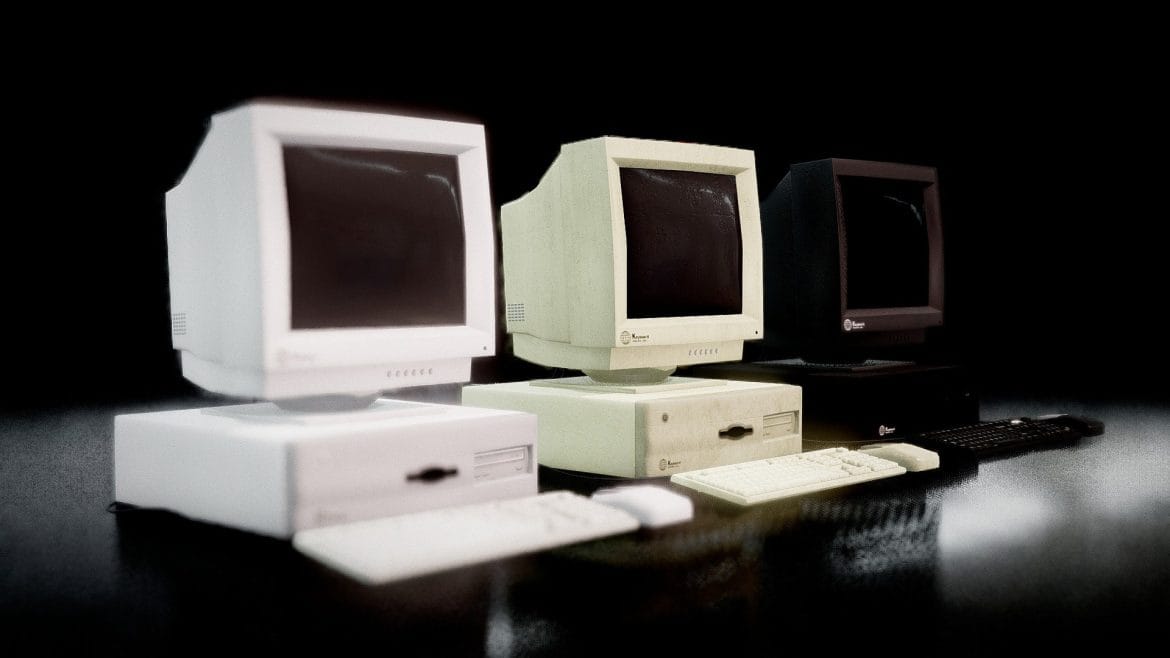 low poly retro computers store pack 3d model