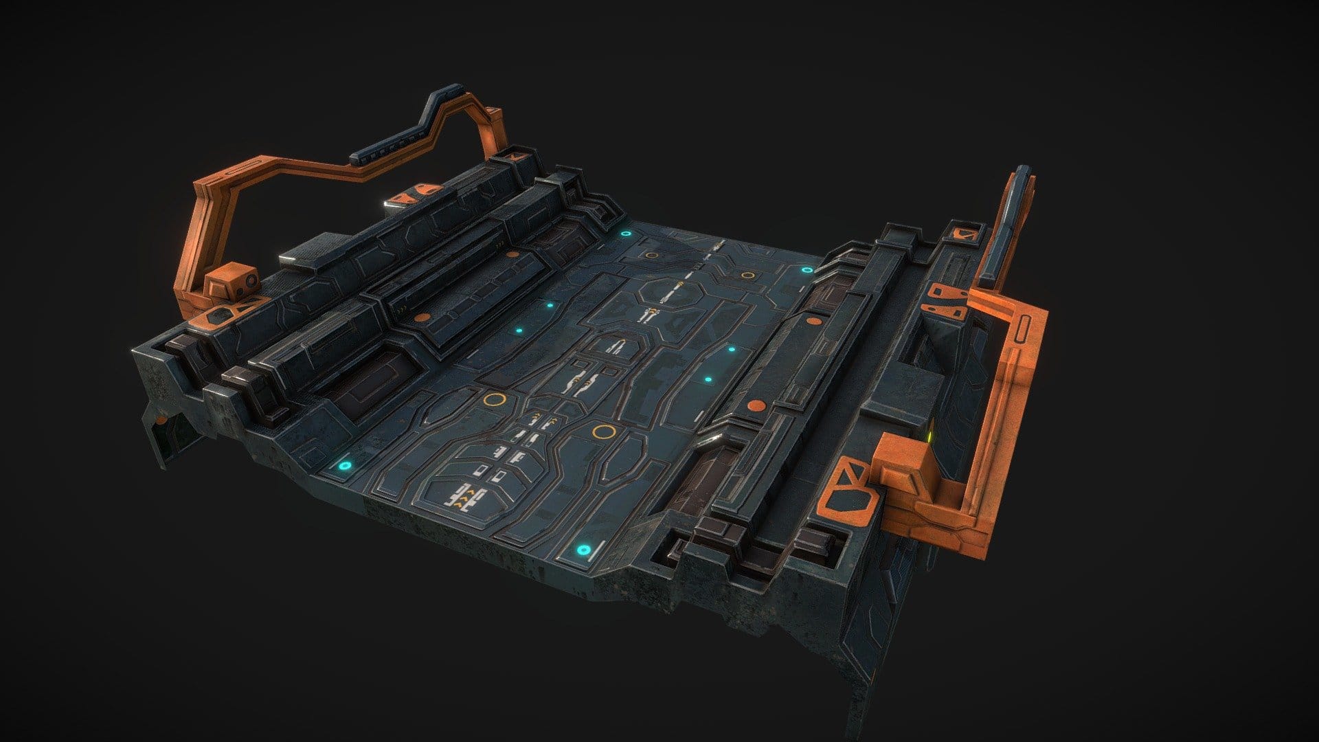 Low poly sci fi road patch environment asset