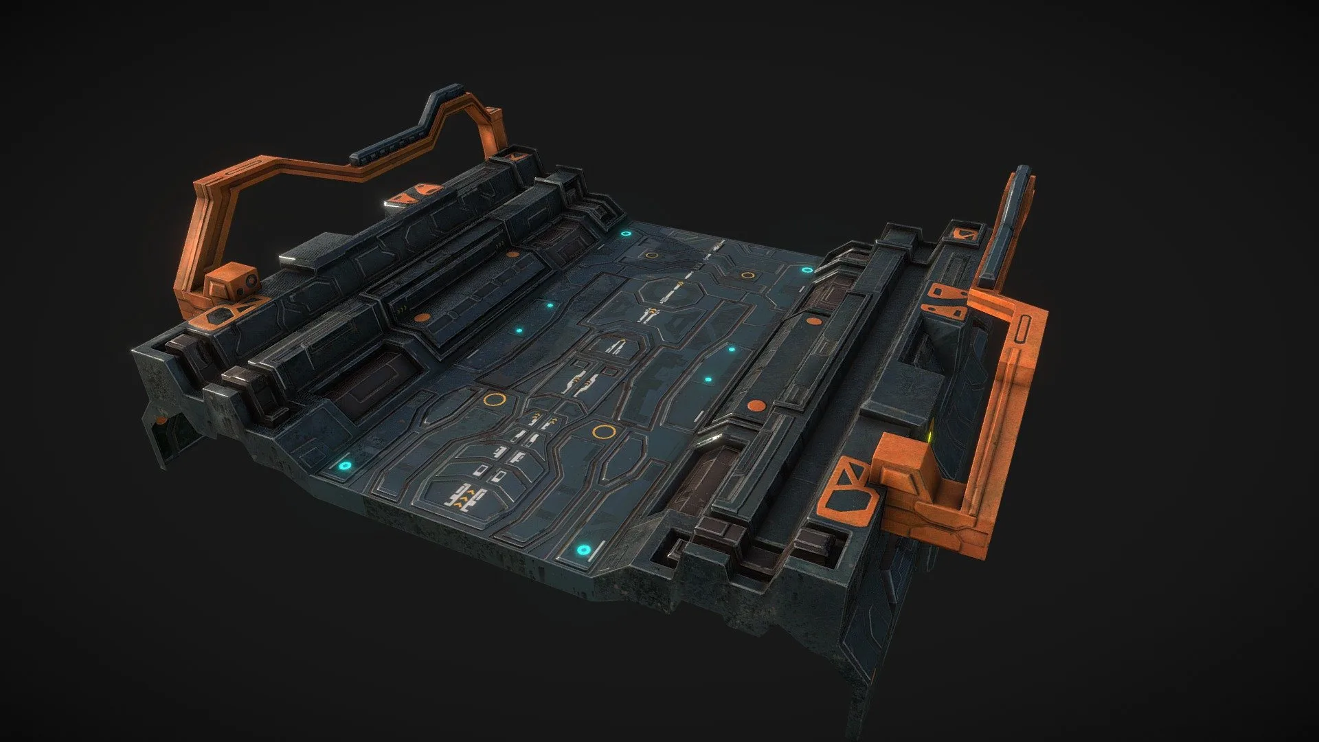 Low poly sci fi road patch environment asset