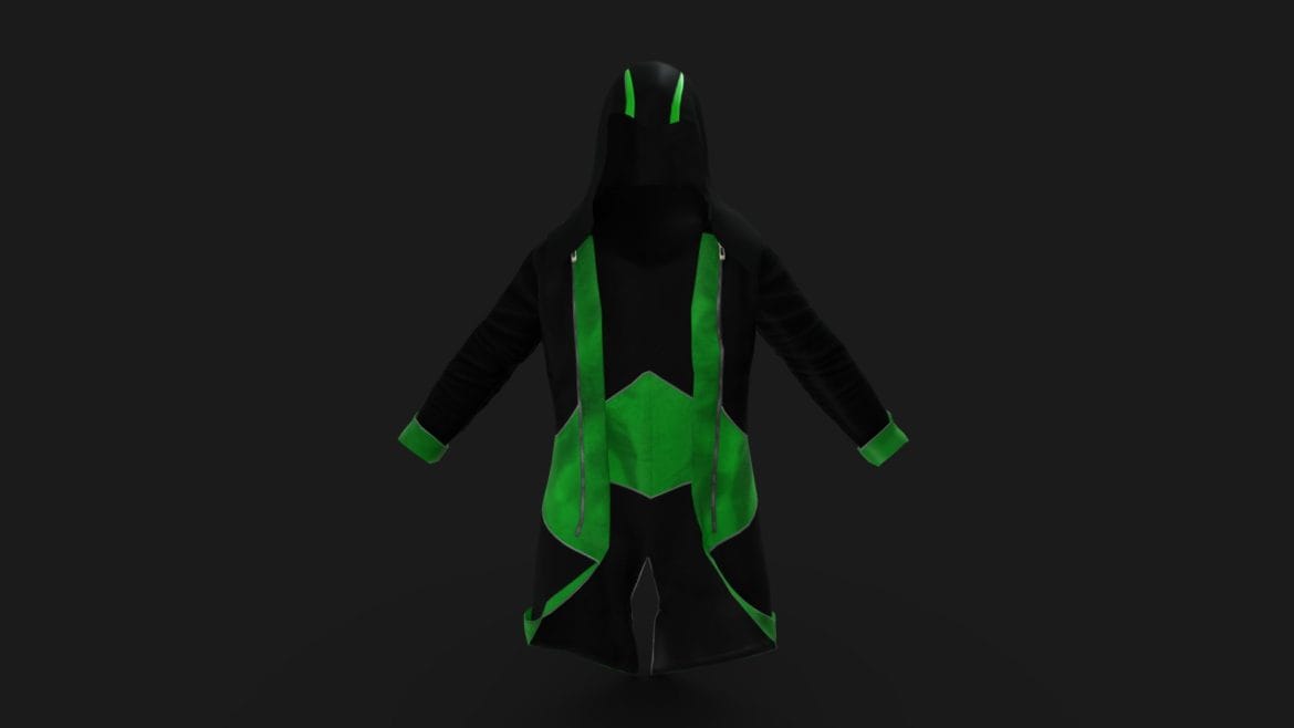 male assasin open front jacket 4 textures 3d model