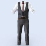 mens double breasts vest shirt tie trousers 3d model