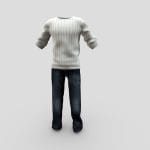 Male Round Neck Knit Sweater Denim Pants Outfit