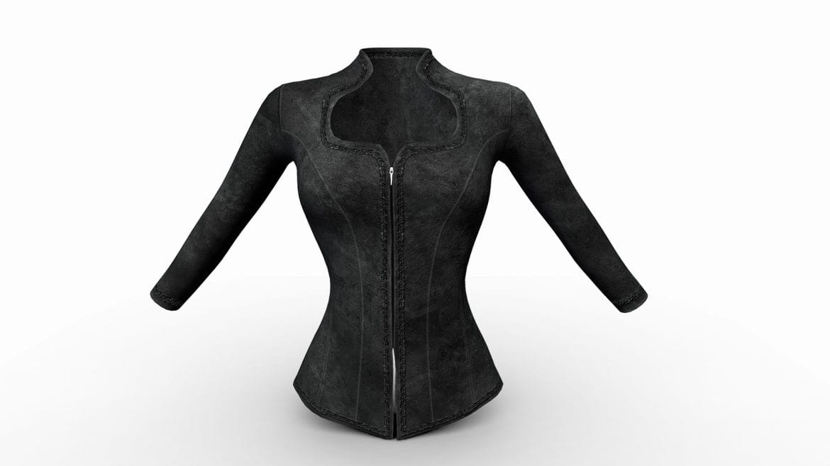 medieval embroidery black top jacket 3d model