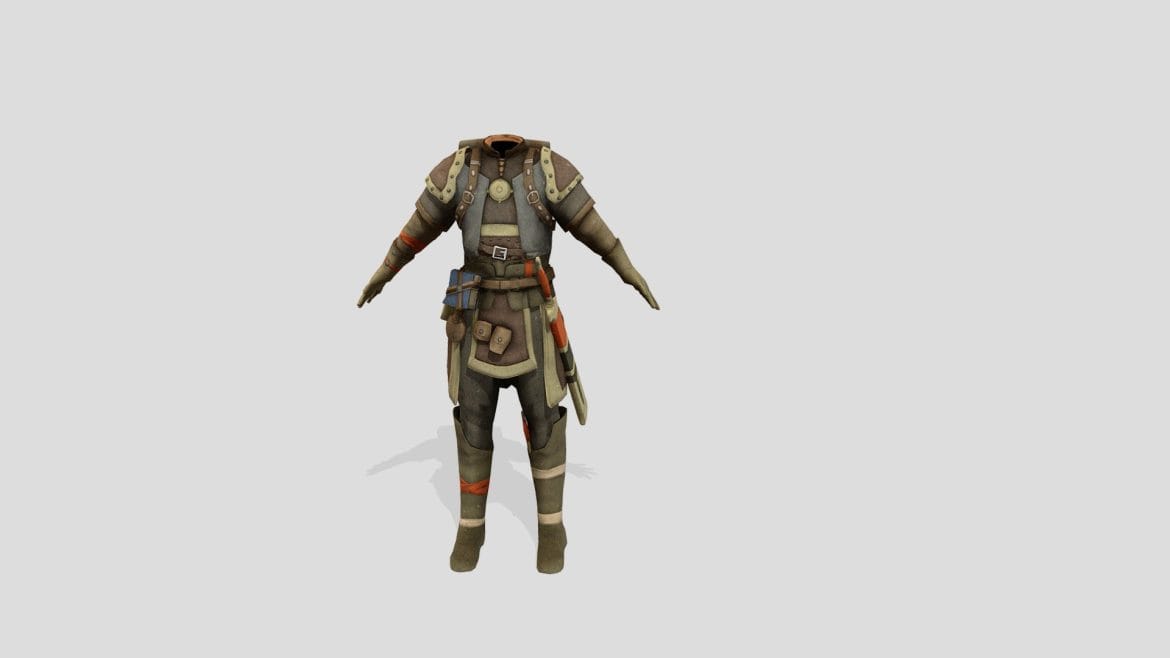 medieval human ranger warior explorer outfit 3d model