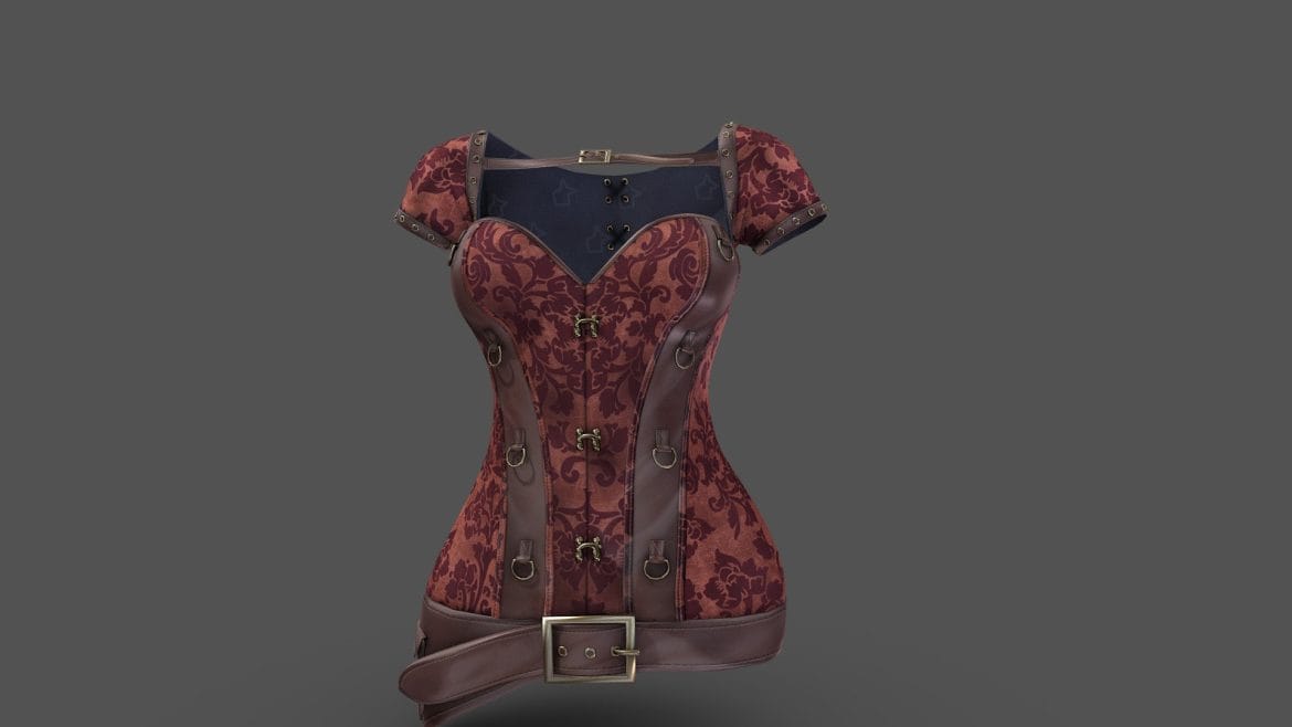 medieval steampunk corset top with shrug 3d model