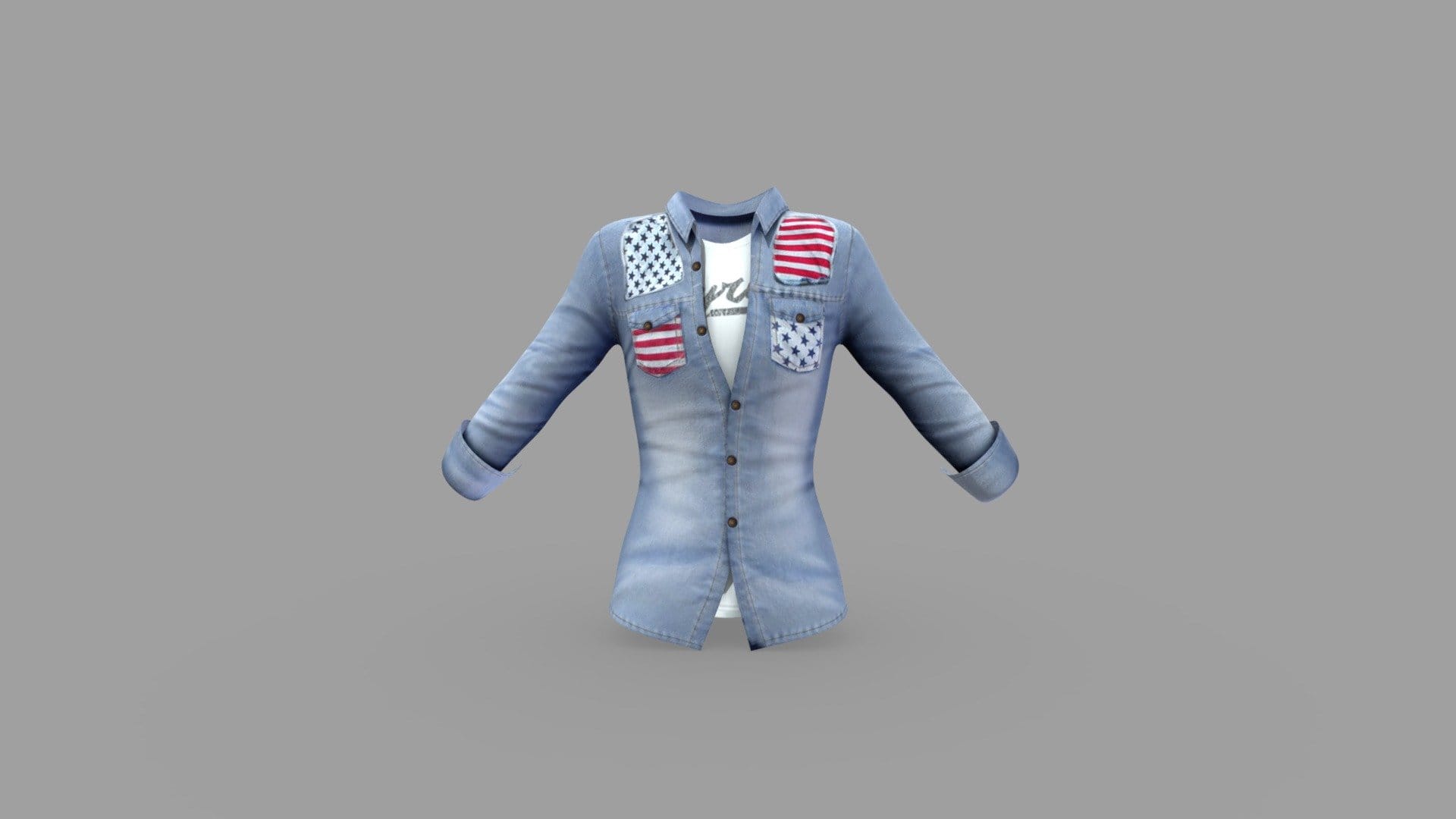 Mens Long Rolled Sleeve Denim Shirt With Tshirt