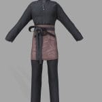Mens Standing Collar Shirt Apron Waiter Uniform