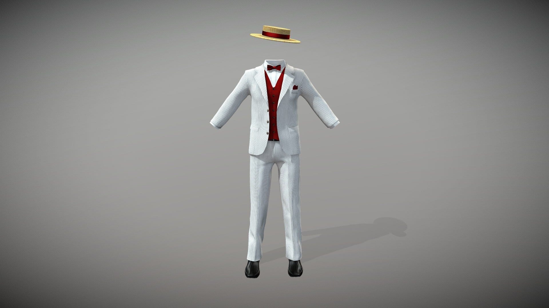 Men’s Striped Suit Waist Coat Shoes Hat
