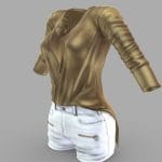 Metalic Wrapped Top With White Zip Shorts