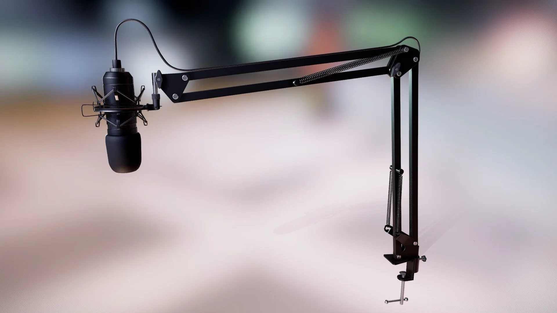 Microphone animated / riged with Boom arm