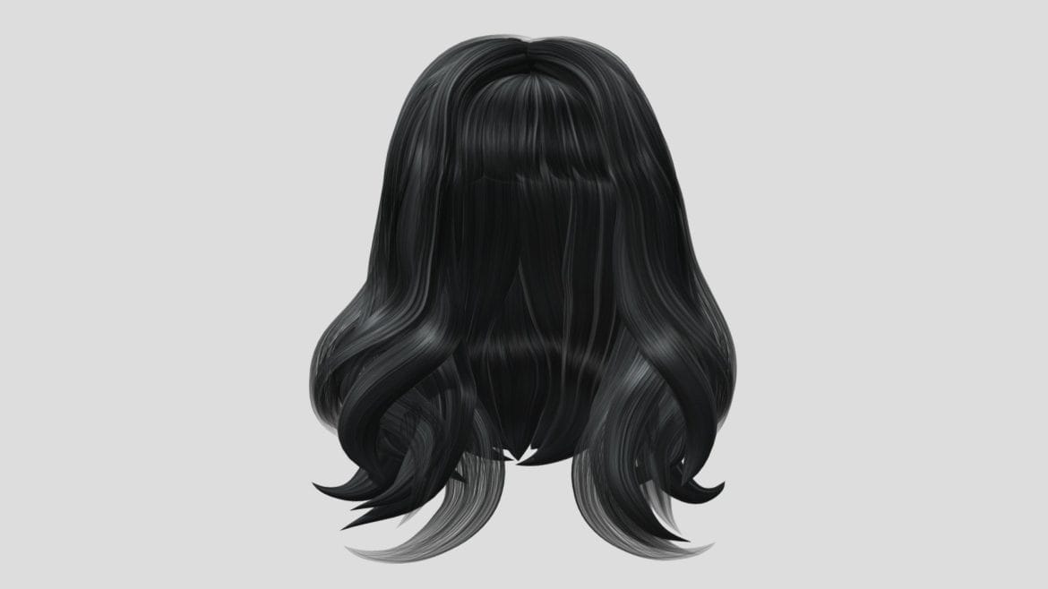 mid long female hair with front bangs fringes 3d model