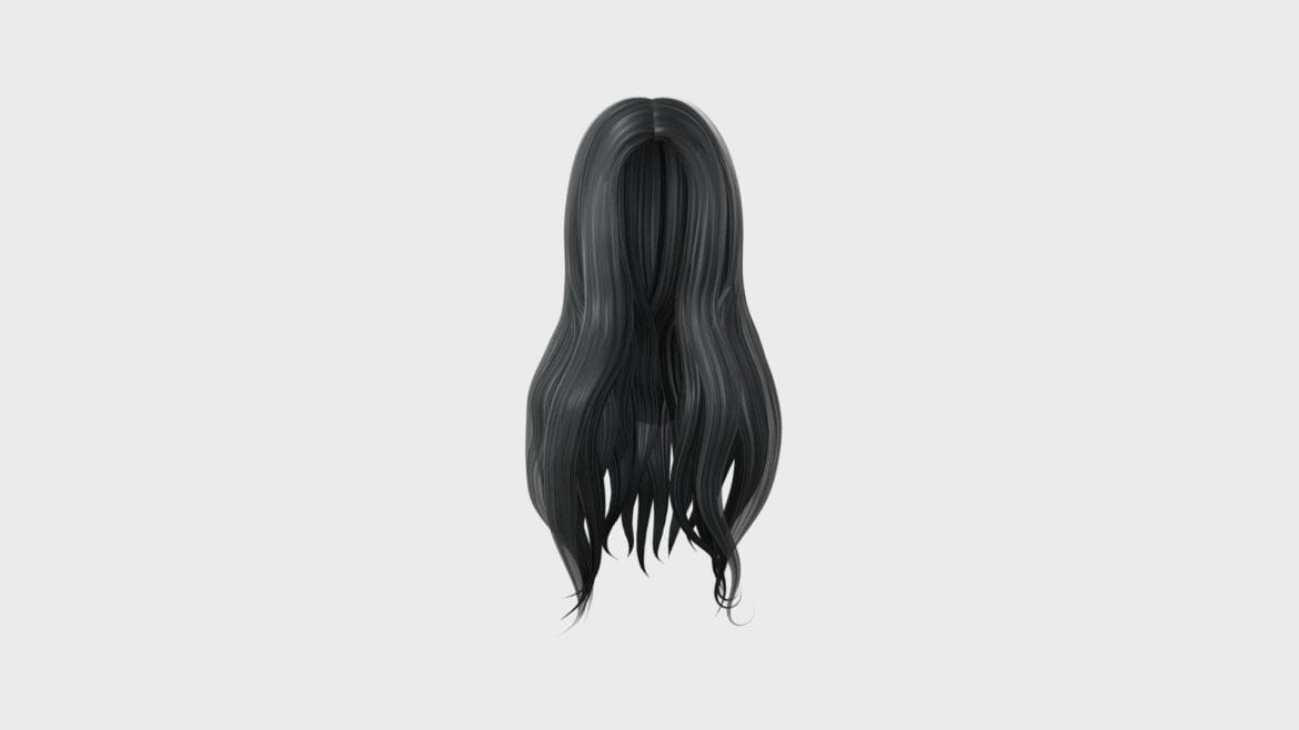 mid siplit long straight female polygon hair 3d model