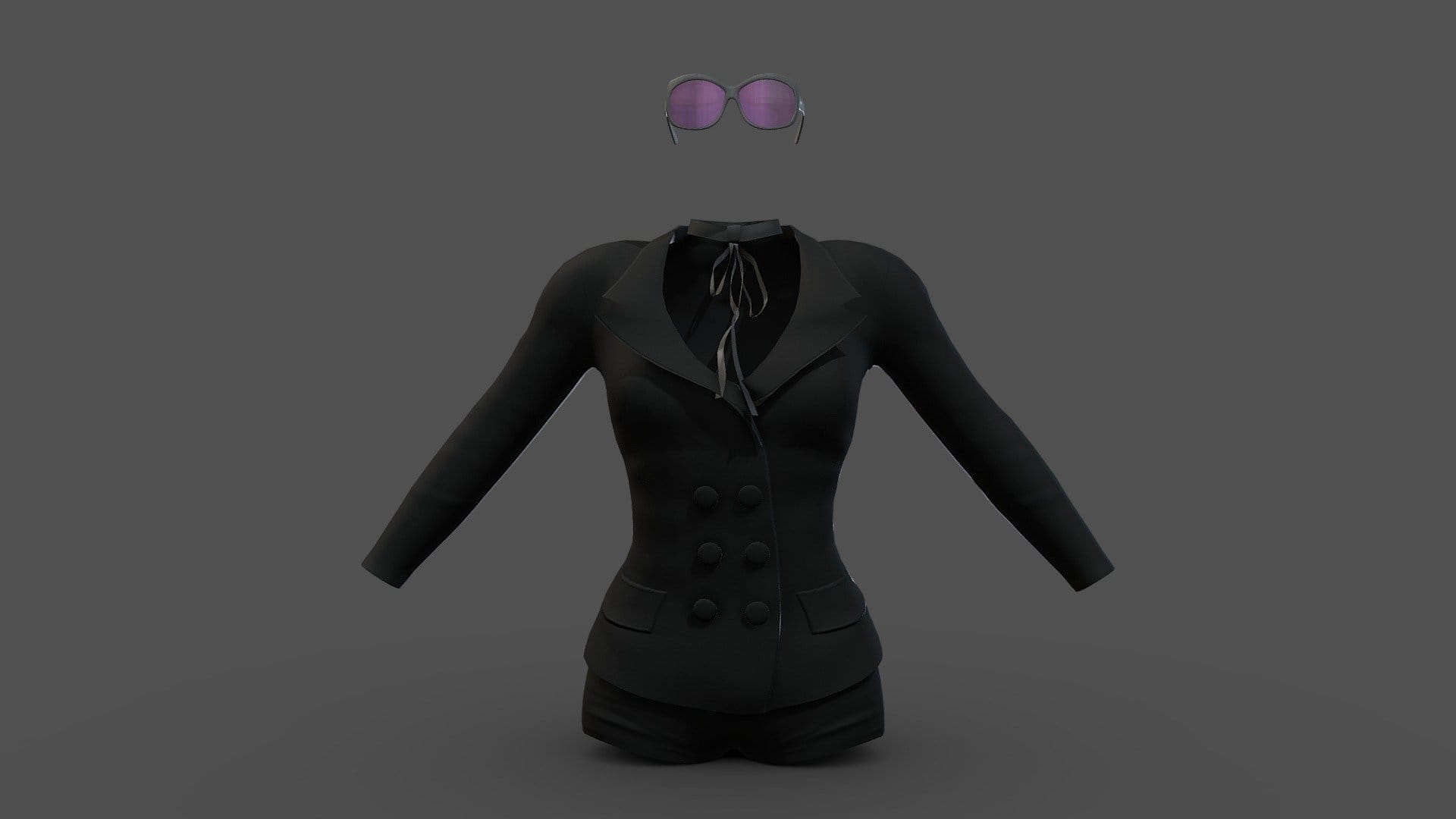 Mini Shorts Jacket Neck Piece Sunglasses Outfit