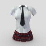 mini skirt female school uniform 3d model