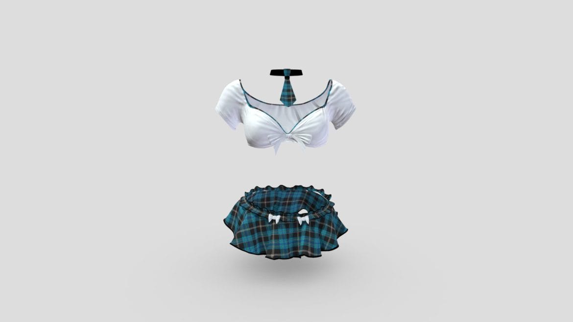 mini skirt top tie sexy school uniform 3d model
