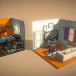 Modern living room+bedroom