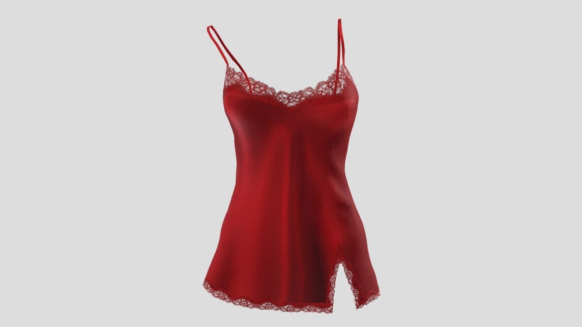 off shoulder strap camisole lingerie w lace trim 3d model