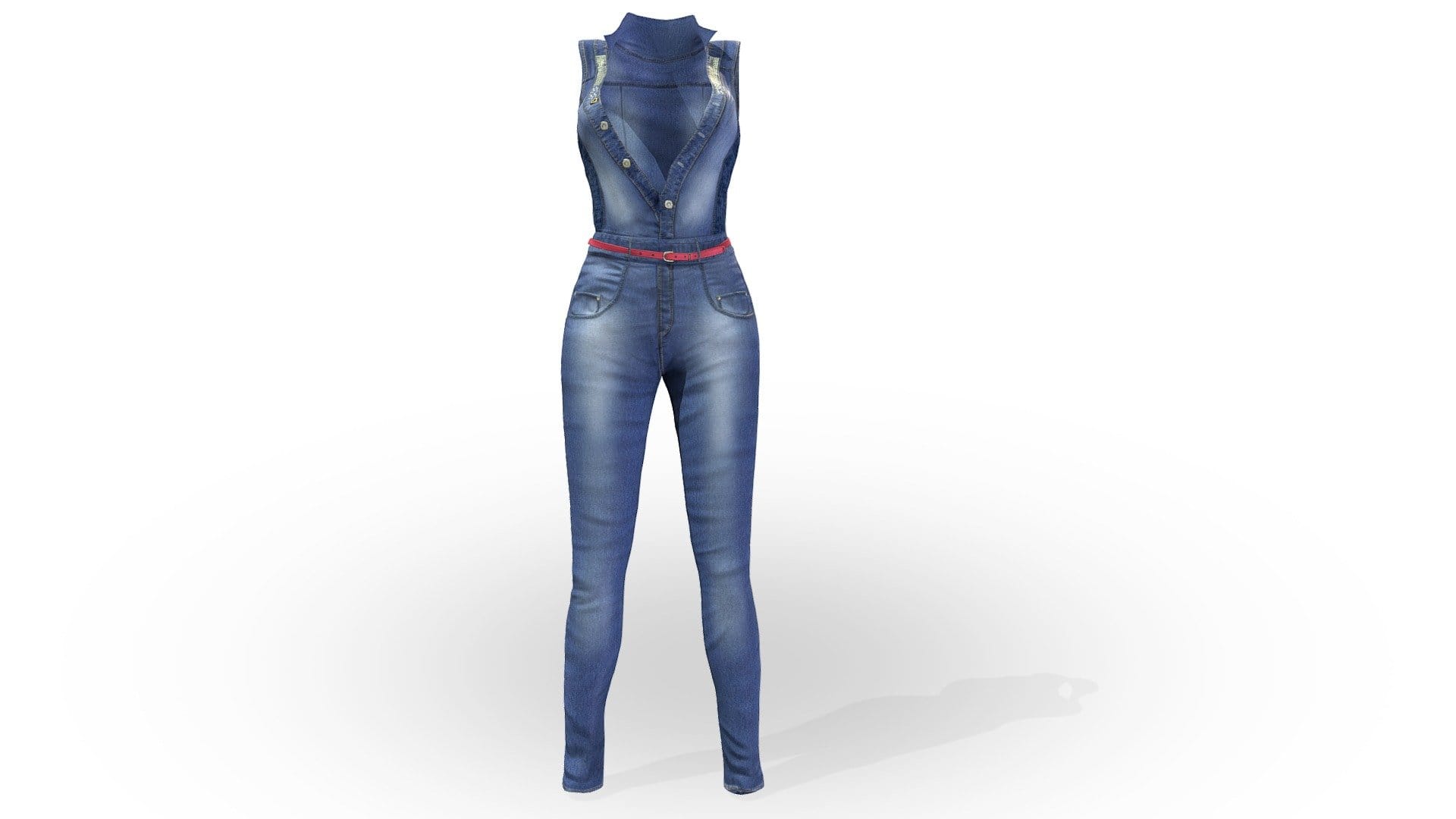 Open Front Female Denim Jumpsuit