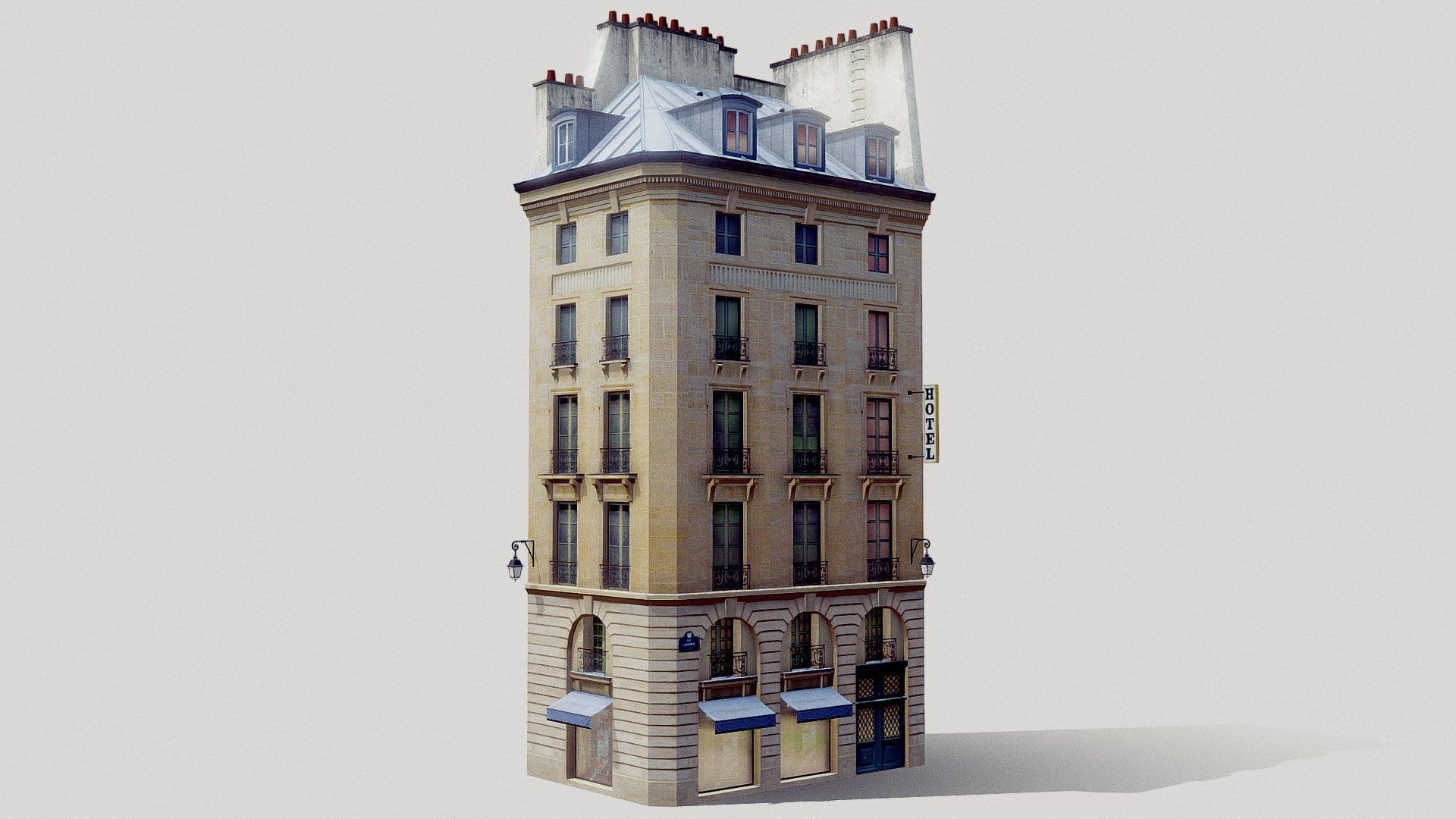 Parisian building with shops