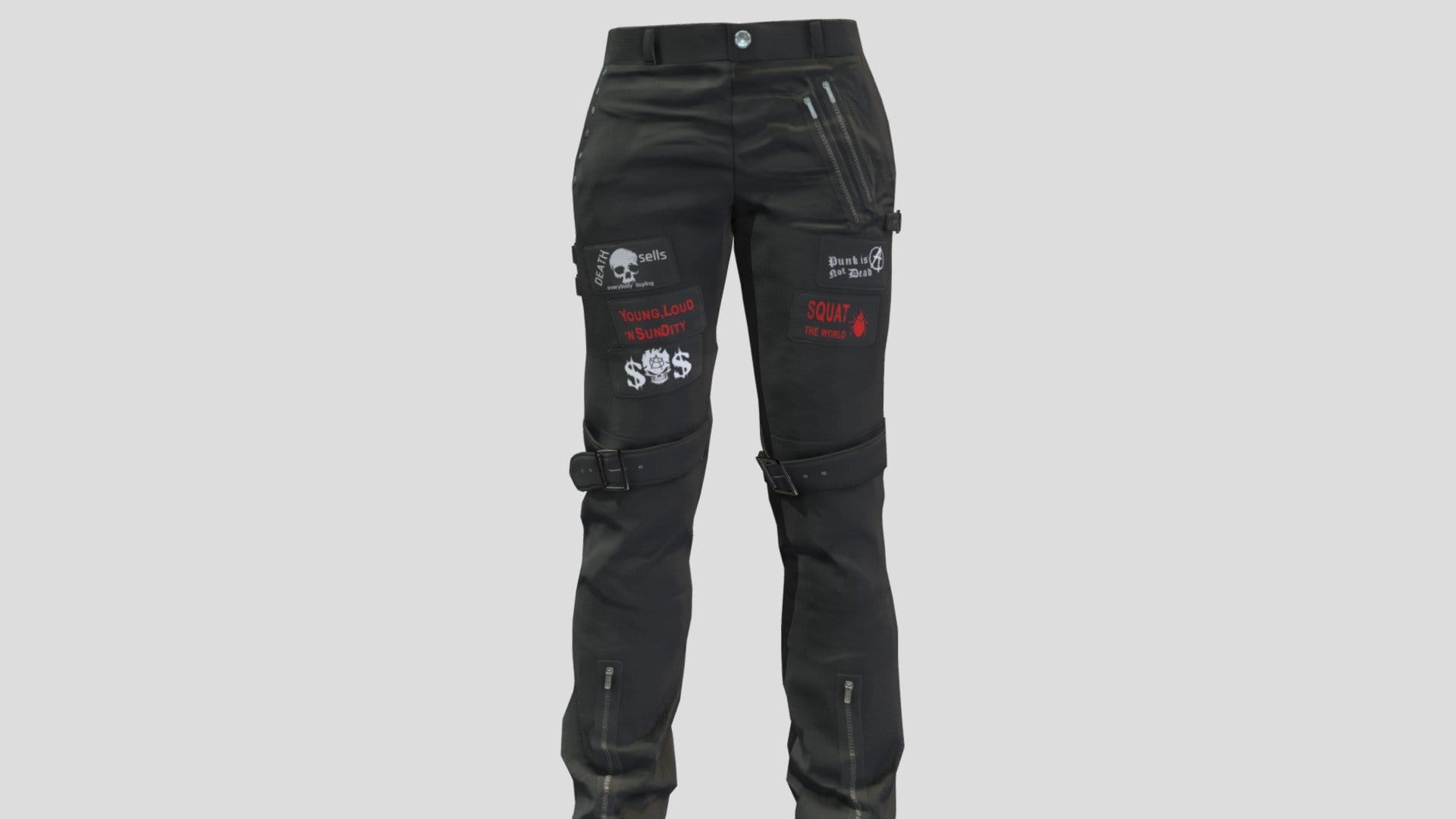 Punk Pants Jeans With Buckles