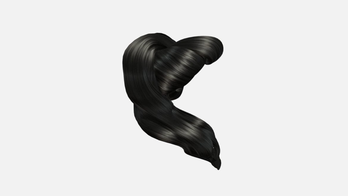 retro pin up female ponnytail polygon mesh hair 3d model