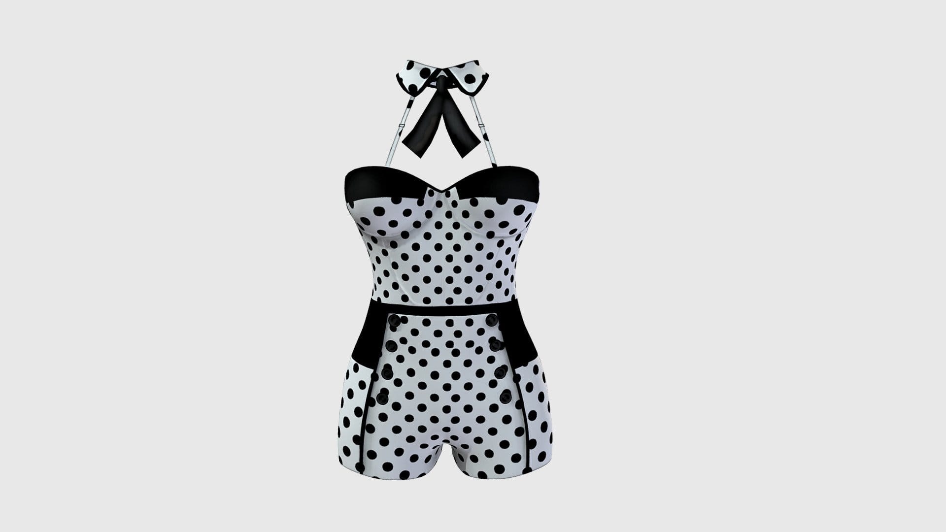 Retro Polka Dots Swim Corset Shorts Romper