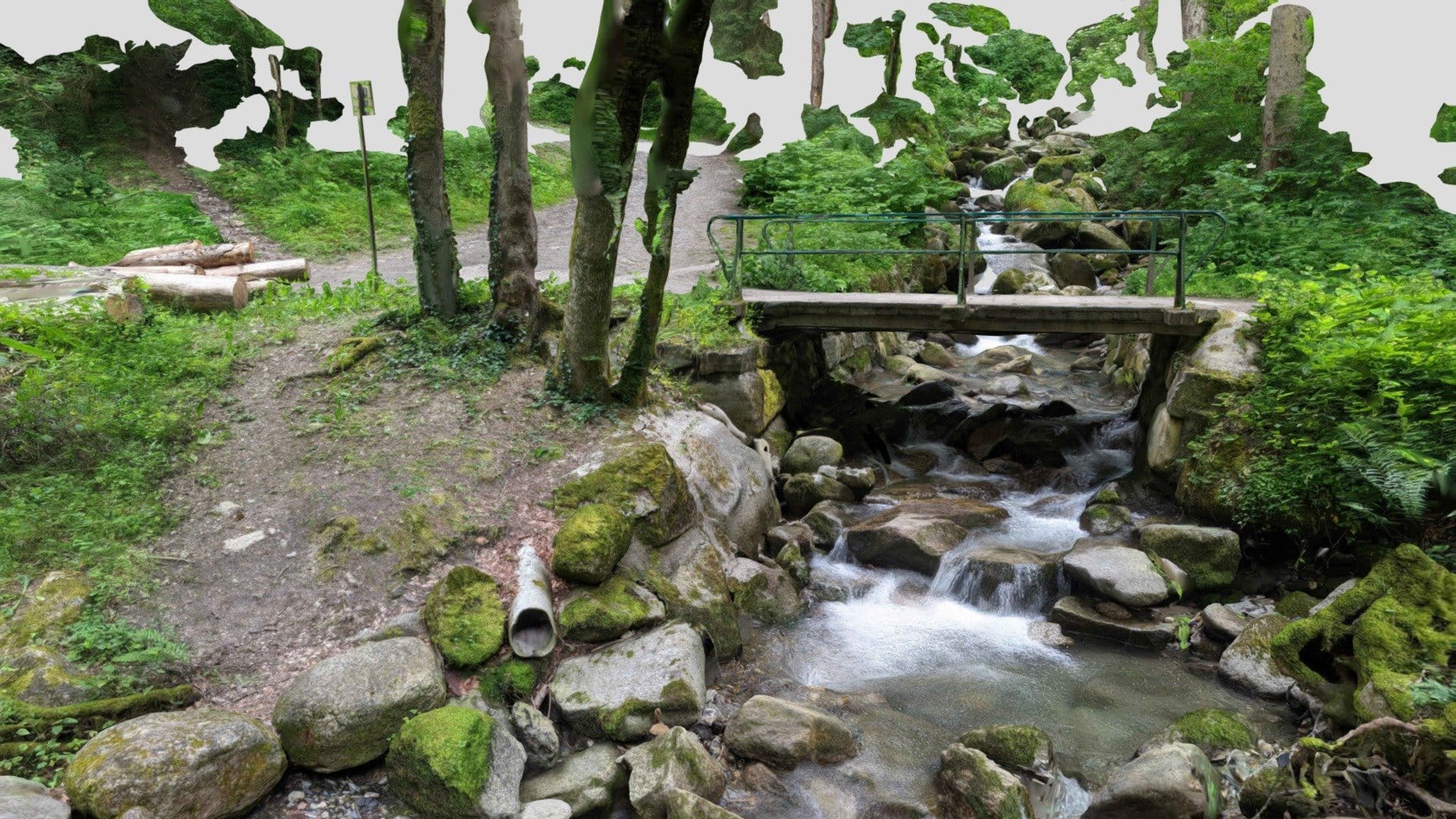River and small bridge in the nature