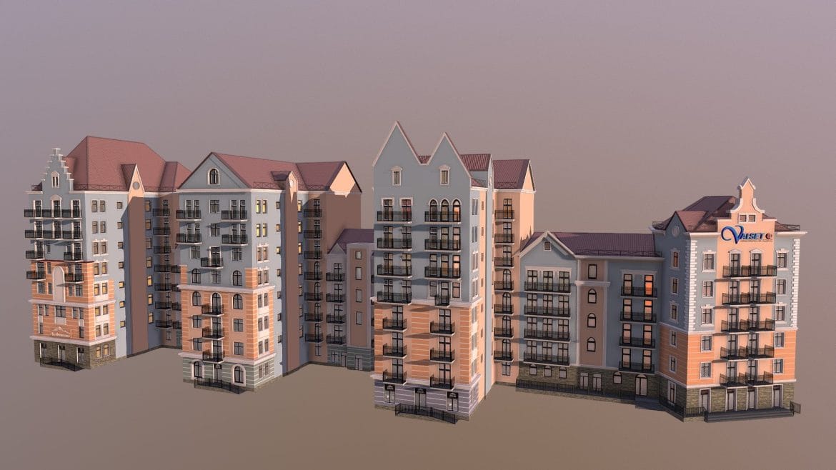 rosa khutor valset apartments building b 3d model