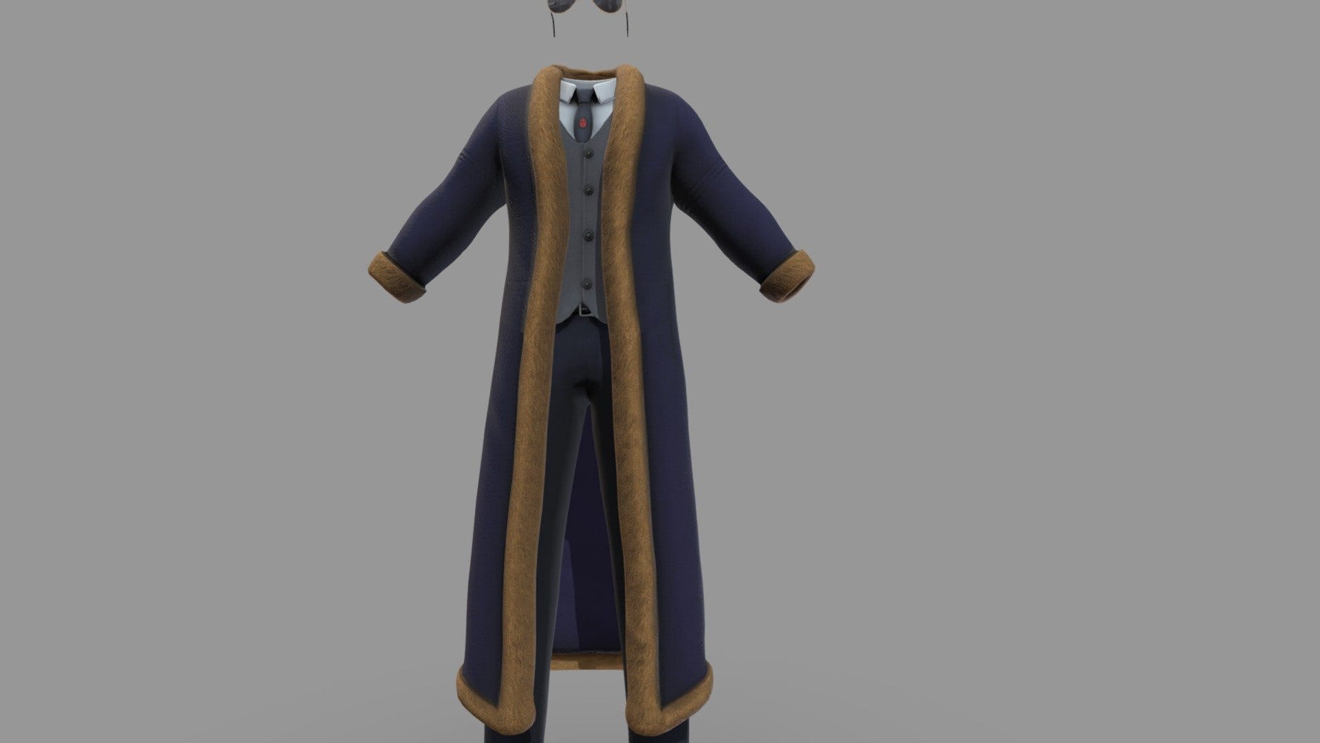 SAVE BIG Men’s Fur Trim Long Coat Outfit