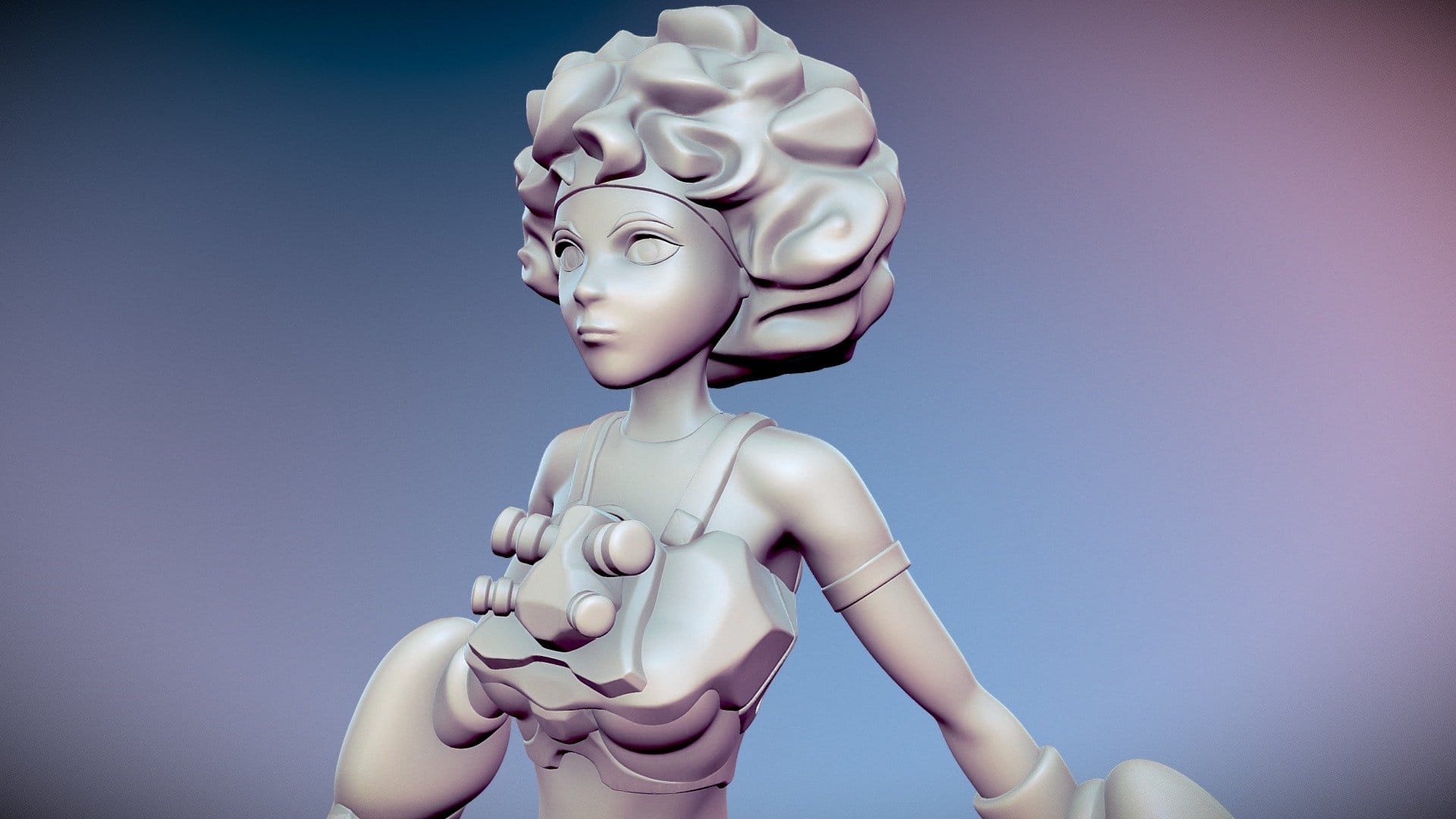 Sci-fi girl sculpt high-poly
