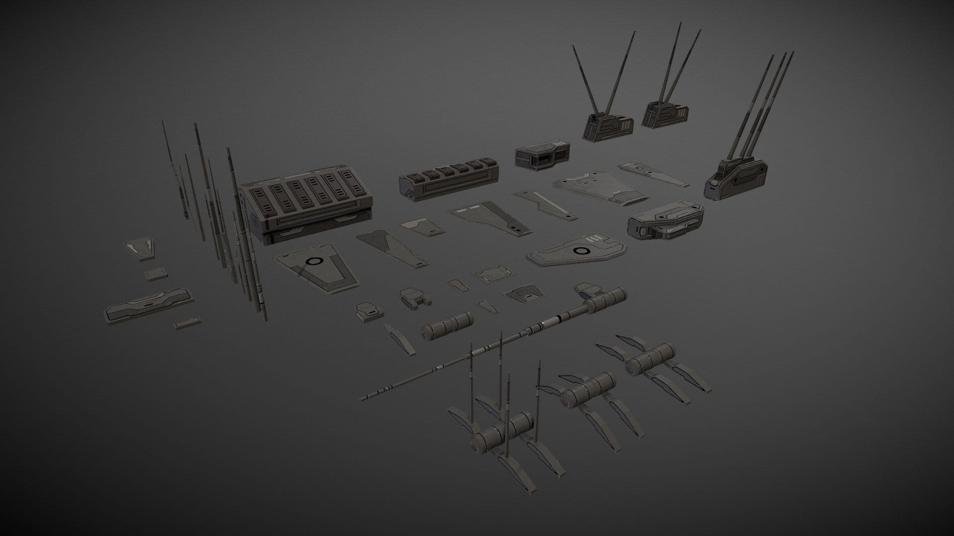 Scifi Spaceship Addon Spikes + Fins