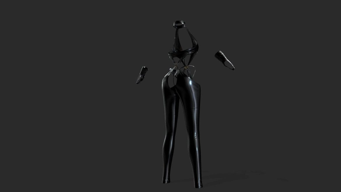 sexy cutout shiny pu leather outfit 3d model