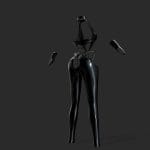 sexy cutout shiny pu leather outfit 3d model