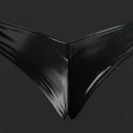 shiny black leather micro female shorts 3d model