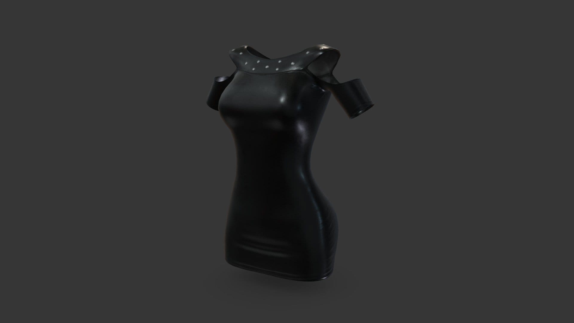 Shoulders Cutout Female Mini Leather Dress