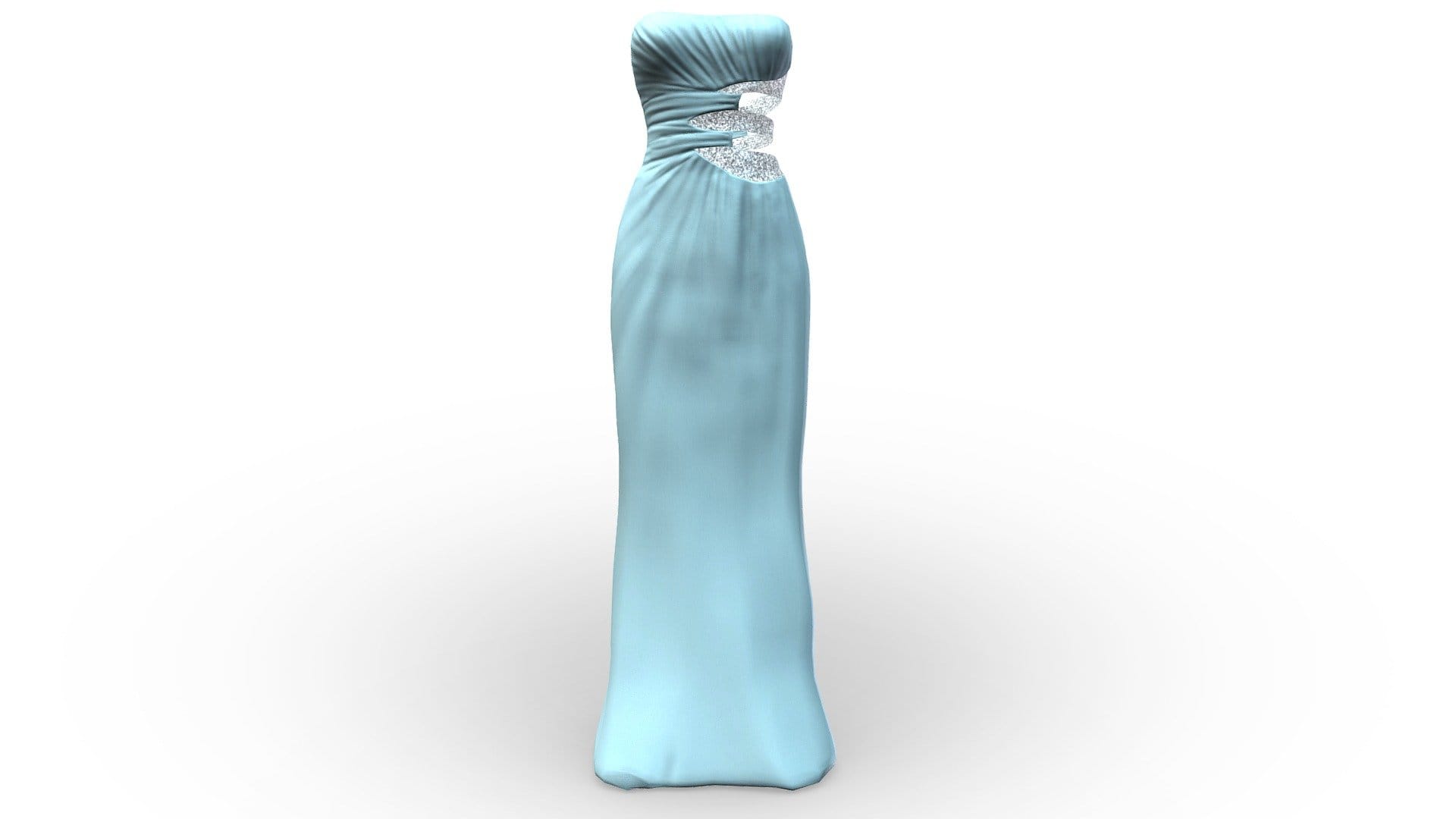 Side Cutout Chiffon Strapless Ruched Gown Dress