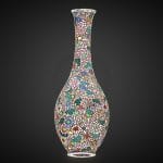 Silver Japanese enameled vase.