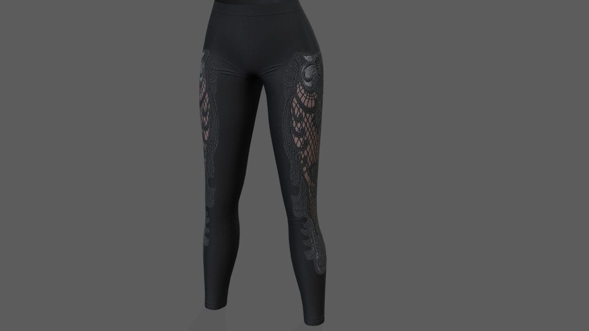 skinny leggings with applique skin effect 3d model