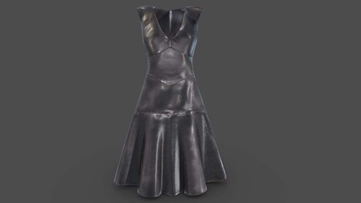 sleeveless a line skirt female leather dress 3d model