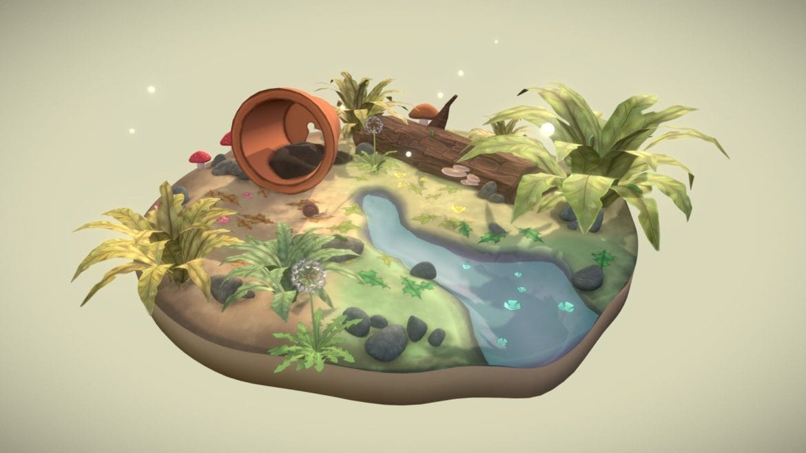 snail garden diorama 3d model