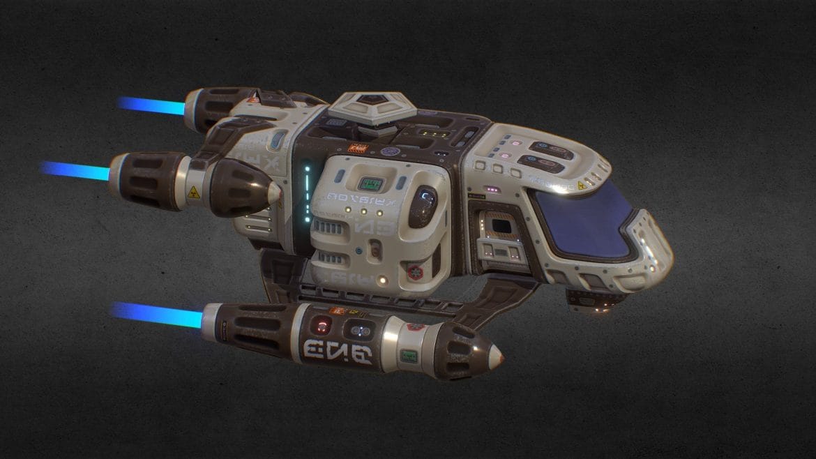spaceship midpoly original concept 3d model