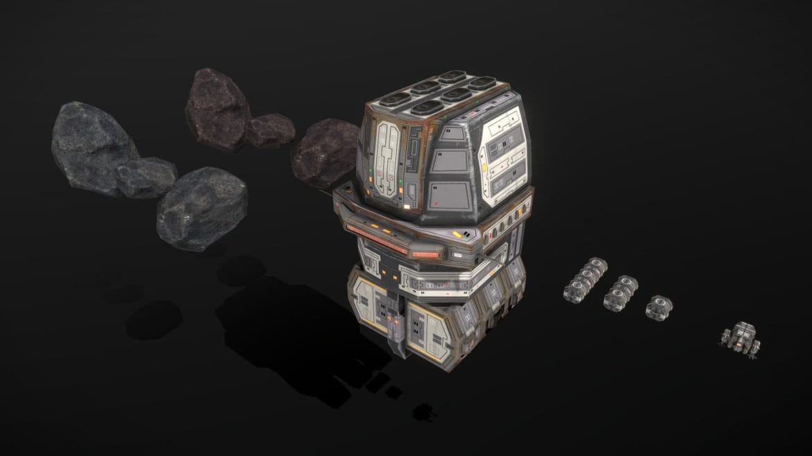 spaceship mining operation 3d model