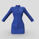 Standing Collar Jacket Mini Skirt Blue Uniform