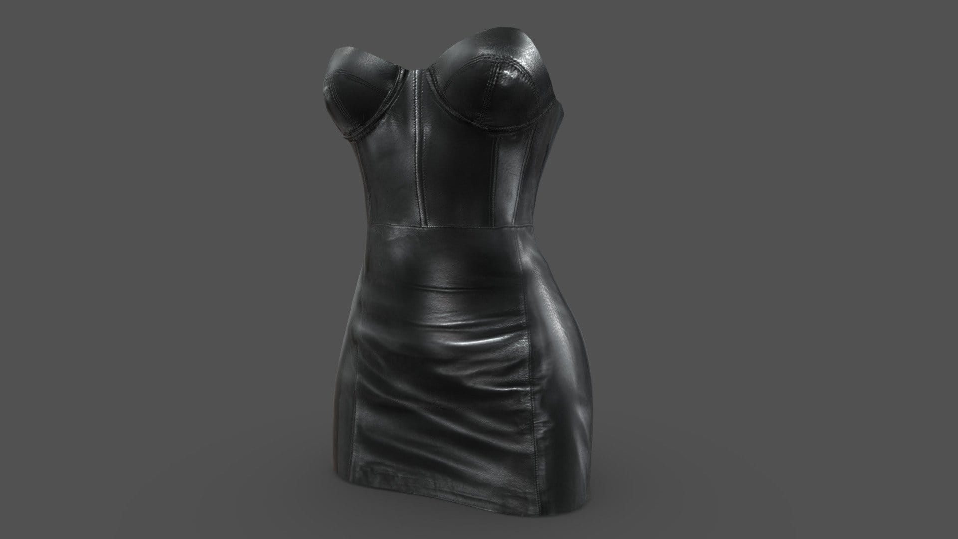 Stapless Female Mini Leather Chemise Dress
