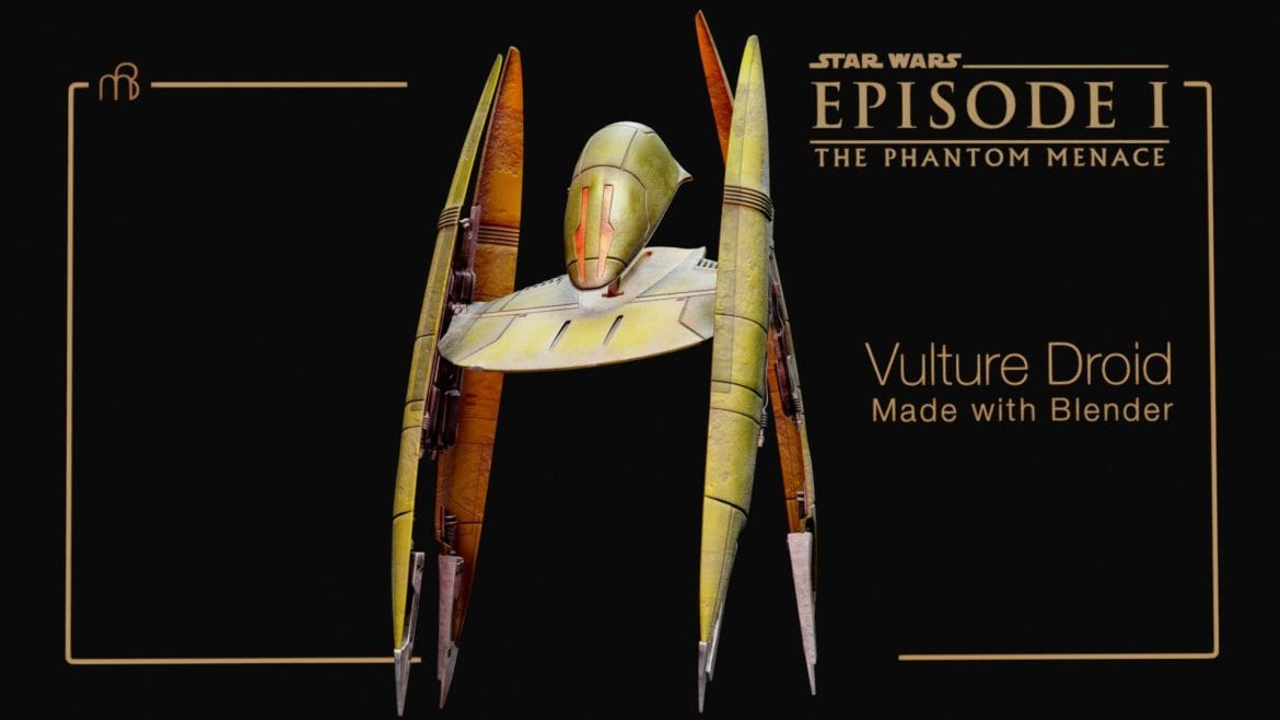 star wars droid fighter high poly rigged 3d model