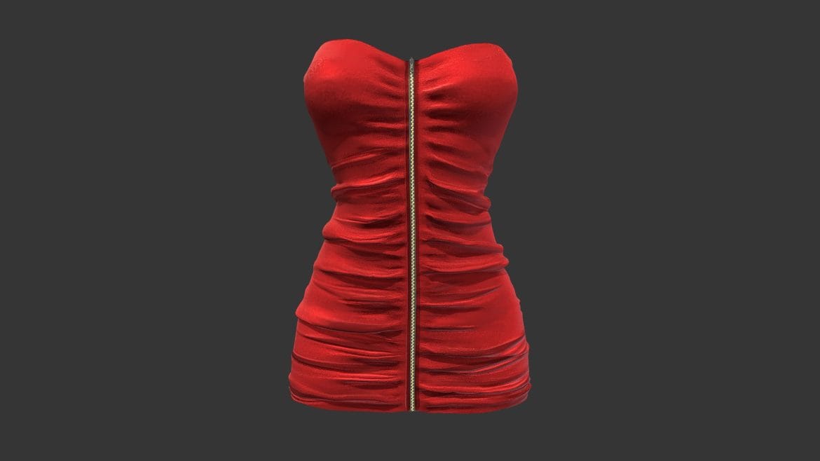 strapless ruched mini dress 3d model