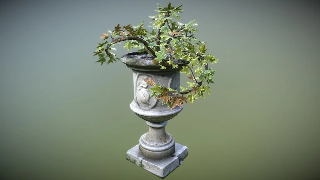 Street Flower Pot with Vegetation