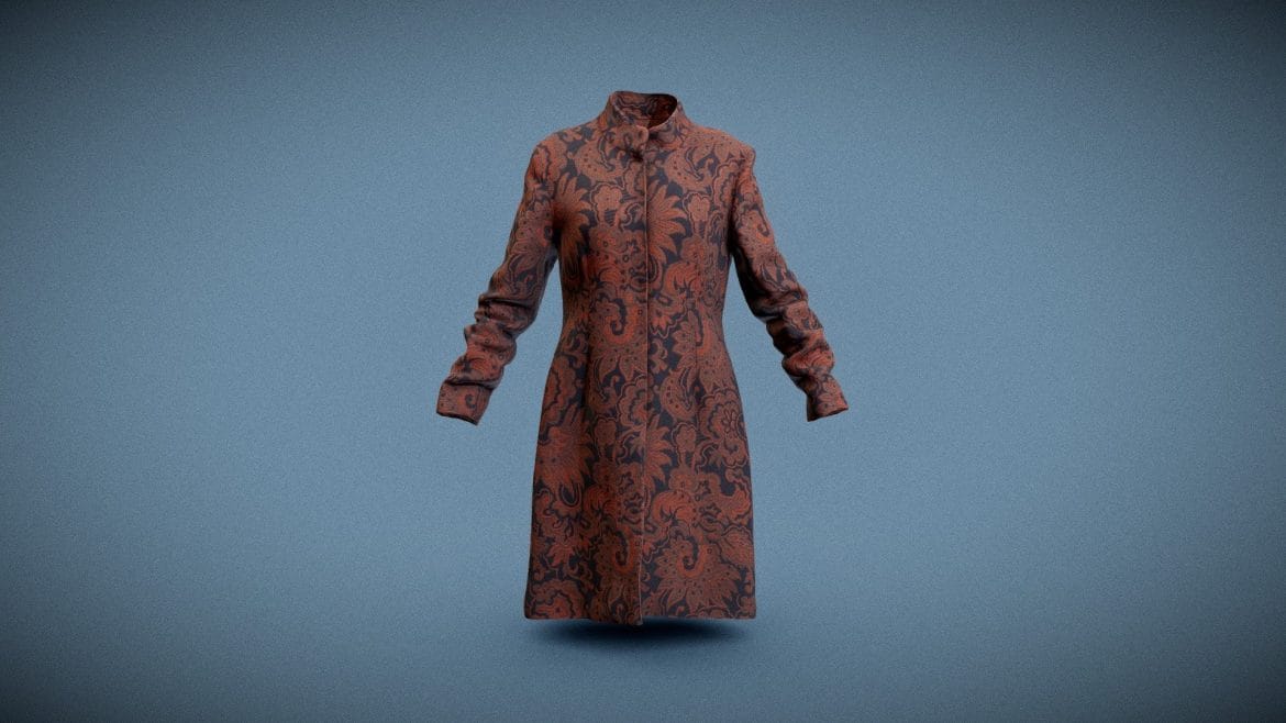 tall flower decorated coat 3d model